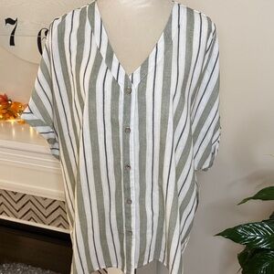 Cavalini Green and White Striped Top